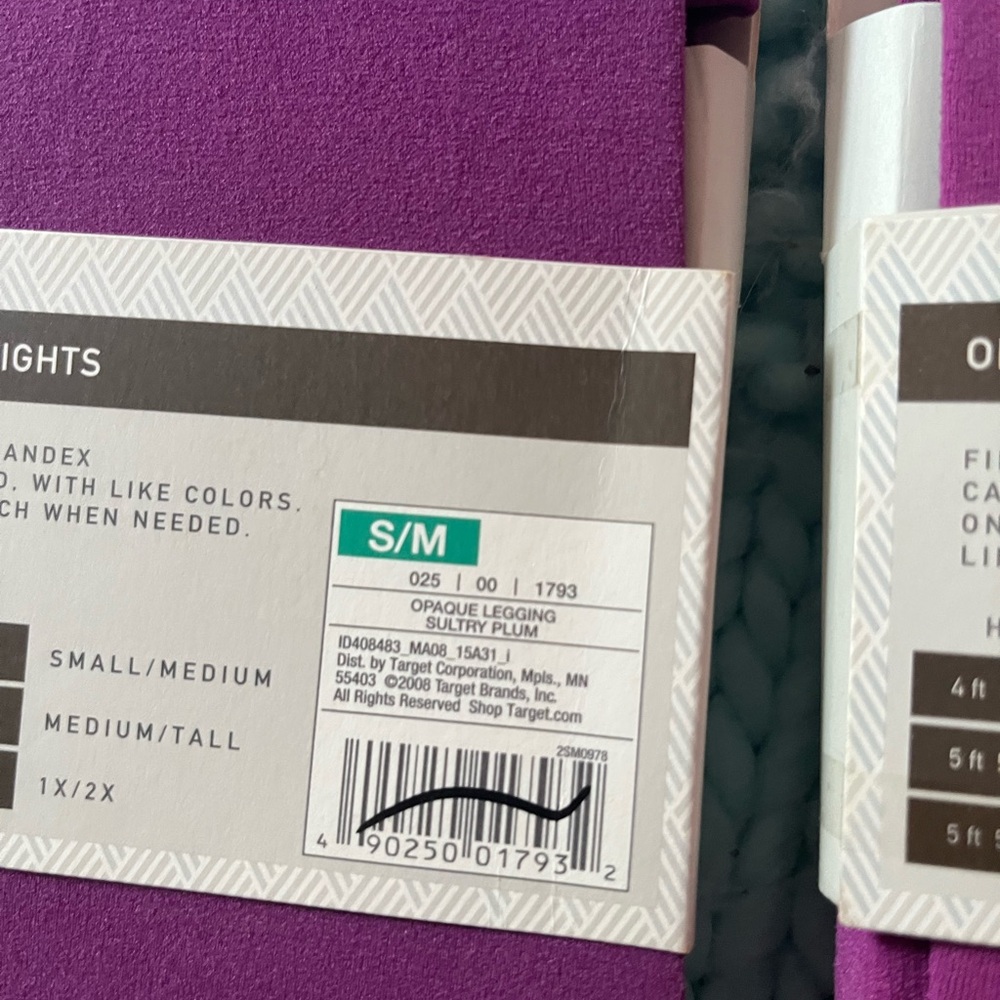 Merona Opaque Footless Tights — Purple (S/M) - Picture 5 of 7
